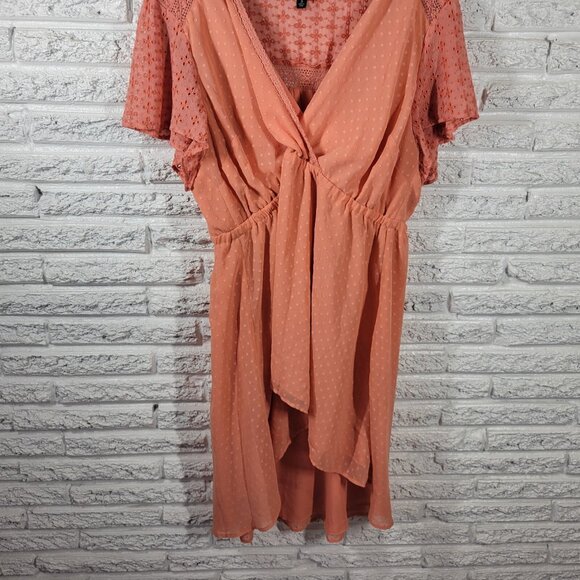 Torrid Womens Dress 3 3X Plus Sheath High Low Orange Swiss Dot ORA10E - Picture 5 of 12